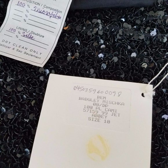 BADGLEY MISCHKA woman's black Sequined sleeveless camisole chiffon lining - Picture 7 of 10